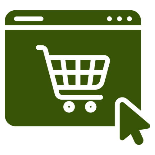 Online shopping cart icon with cursor
